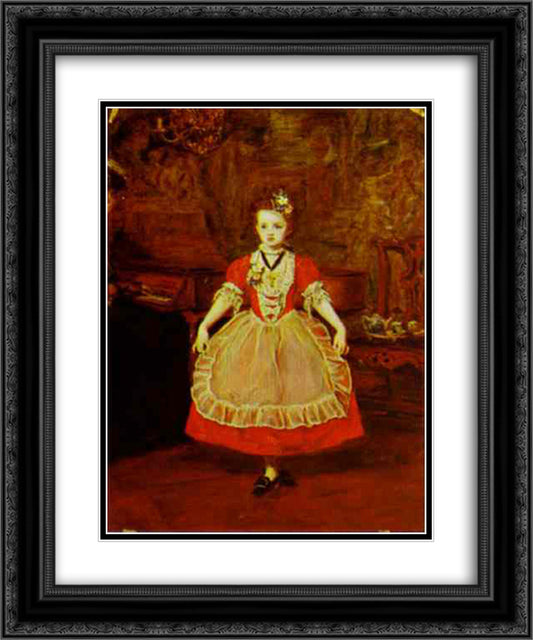 The Minuet 20x24 Black Ornate Wood Framed Art Print Poster with Double Matting by Millais, John Everett