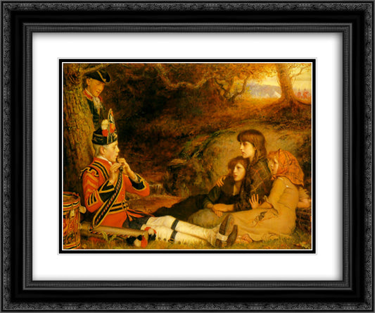 The Piper 24x20 Black Ornate Wood Framed Art Print Poster with Double Matting by Millais, John Everett