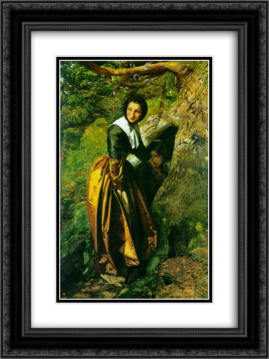 The Royalist 18x24 Black Ornate Wood Framed Art Print Poster with Double Matting by Millais, John Everett