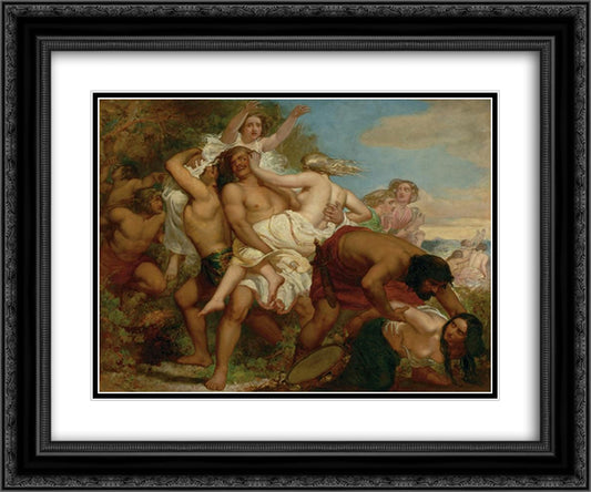 The Tribe of Benjamin Seizing the Daughter of Shiloh 24x20 Black Ornate Wood Framed Art Print Poster with Double Matting by Millais, John Everett