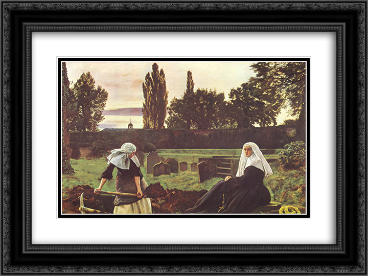 The Vale Of Rest 24x18 Black Ornate Wood Framed Art Print Poster with Double Matting by Millais, John Everett