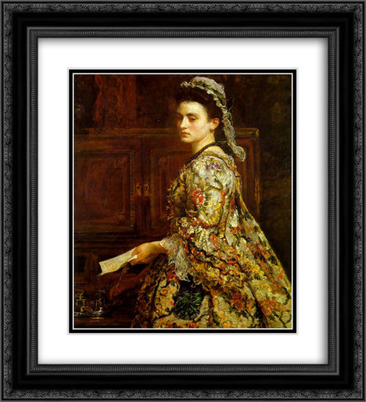 Vanessa 20x22 Black Ornate Wood Framed Art Print Poster with Double Matting by Millais, John Everett