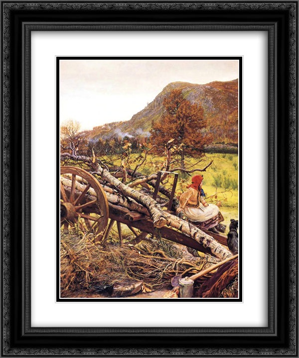 Winter Fuel 20x24 Black Ornate Wood Framed Art Print Poster with Double Matting by Millais, John Everett