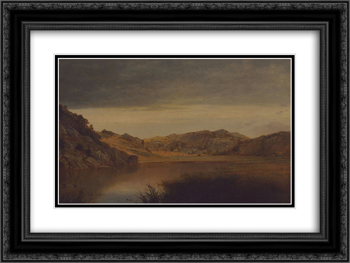 Paradise Rocks, Newport 24x18 Black Ornate Wood Framed Art Print Poster with Double Matting by Kensett, John Frederick