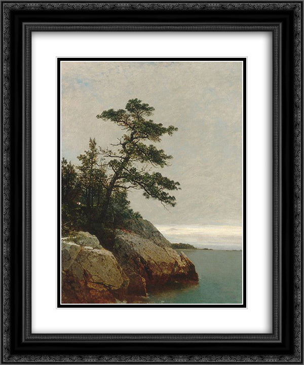 The Old Pine, Darien, Connecticut 20x24 Black Ornate Wood Framed Art Print Poster with Double Matting by Kensett, John Frederick