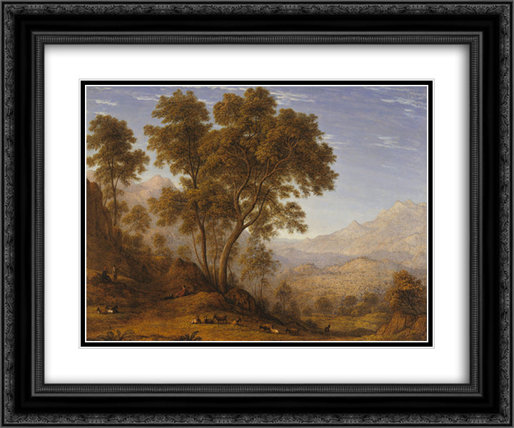 My last view of Italy, looking from the alps over Suza 24x20 Black Ornate Wood Framed Art Print Poster with Double Matting by Glover, John