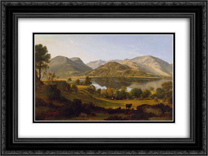 Ullswater, early morning 24x18 Black Ornate Wood Framed Art Print Poster with Double Matting by Glover, John