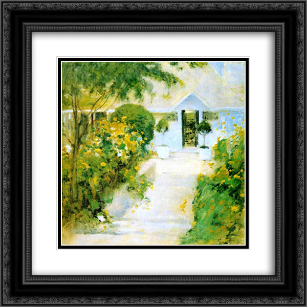 A Garden Path 20x20 Black Ornate Wood Framed Art Print Poster with Double Matting by Twachtman, John Henry
