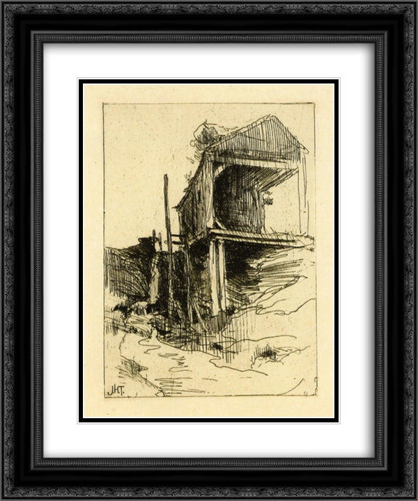 Abandoned Mill 20x24 Black Ornate Wood Framed Art Print Poster with Double Matting by Twachtman, John Henry