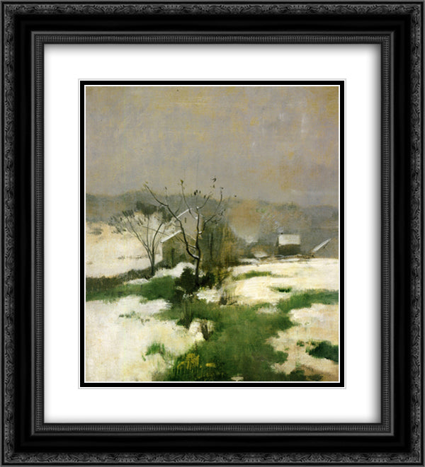 An Early Winter 20x22 Black Ornate Wood Framed Art Print Poster with Double Matting by Twachtman, John Henry