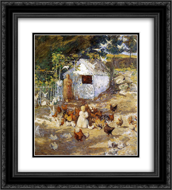 Barnyard 20x22 Black Ornate Wood Framed Art Print Poster with Double Matting by Twachtman, John Henry