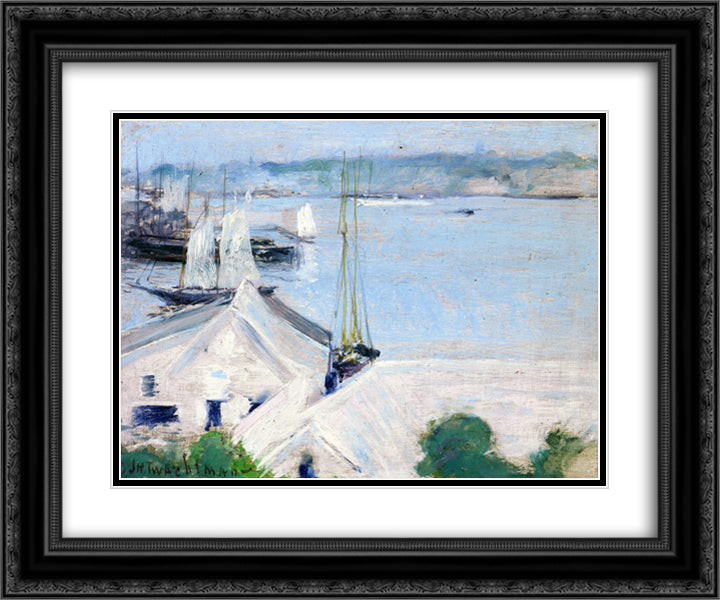 Boats at Anchor 24x20 Black Ornate Wood Framed Art Print Poster with Double Matting by Twachtman, John Henry