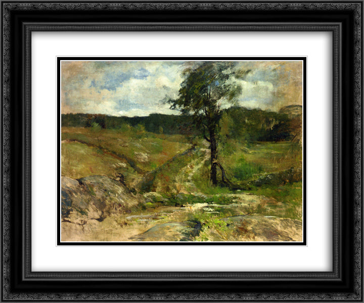 Branchville 24x20 Black Ornate Wood Framed Art Print Poster with Double Matting by Twachtman, John Henry