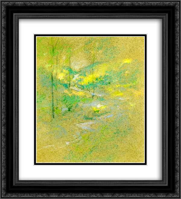 Brook among the Trees 20x22 Black Ornate Wood Framed Art Print Poster with Double Matting by Twachtman, John Henry