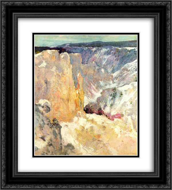 Canyon in the Yellowstone 20x22 Black Ornate Wood Framed Art Print Poster with Double Matting by Twachtman, John Henry