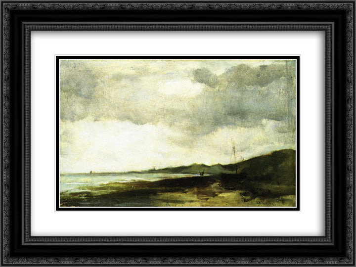 Coastal View 24x18 Black Ornate Wood Framed Art Print Poster with Double Matting by Twachtman, John Henry