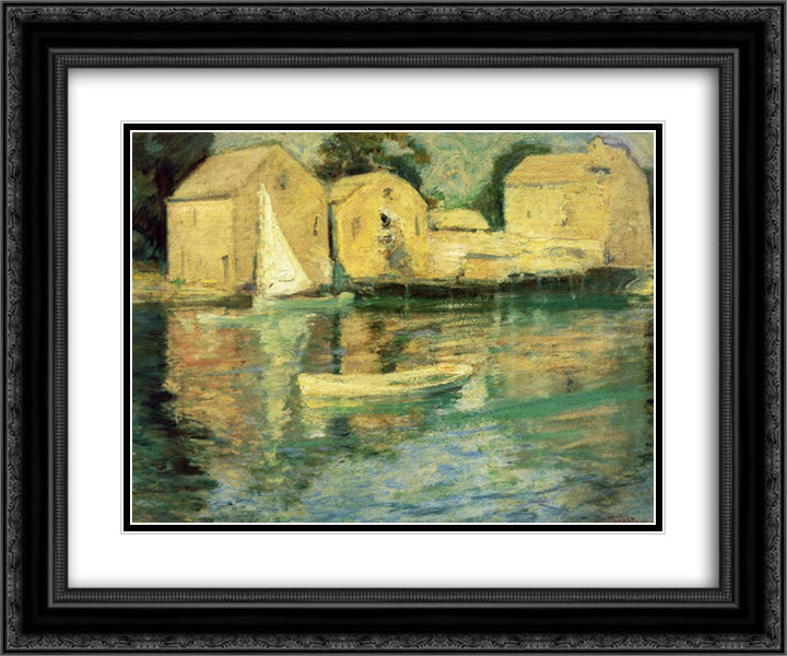 Cos Cob 24x20 Black Ornate Wood Framed Art Print Poster with Double Matting by Twachtman, John Henry