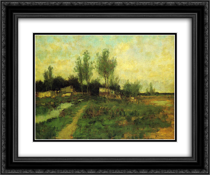 Country Path 24x20 Black Ornate Wood Framed Art Print Poster with Double Matting by Twachtman, John Henry