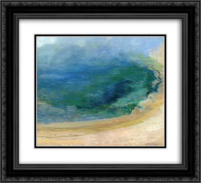 Edge of the Emerald Pool, Yellowstone 22x20 Black Ornate Wood Framed Art Print Poster with Double Matting by Twachtman, John Henry
