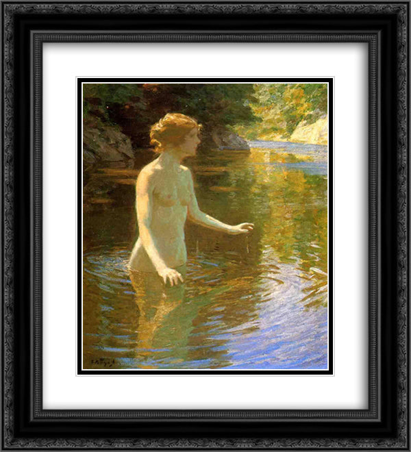 Enchanted Pool 20x22 Black Ornate Wood Framed Art Print Poster with Double Matting by Twachtman, John Henry