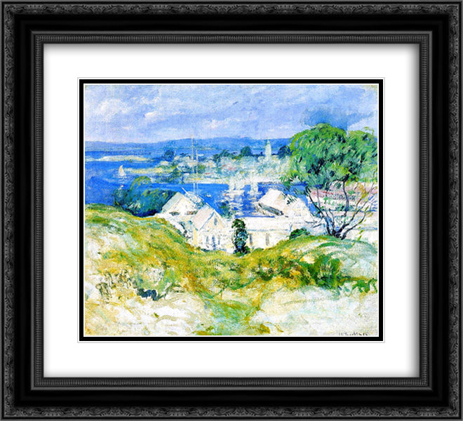 Gloucester 22x20 Black Ornate Wood Framed Art Print Poster with Double Matting by Twachtman, John Henry