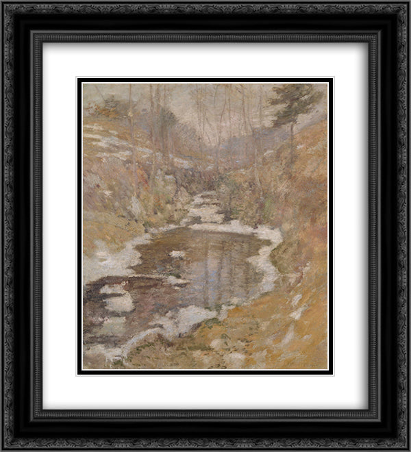 Hemlock Pool 20x22 Black Ornate Wood Framed Art Print Poster with Double Matting by Twachtman, John Henry