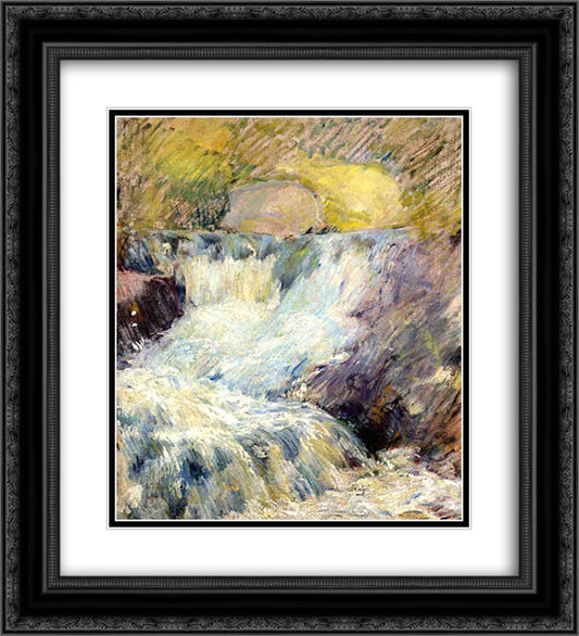 Horseneck Falls 20x22 Black Ornate Wood Framed Art Print Poster with Double Matting by Twachtman, John Henry