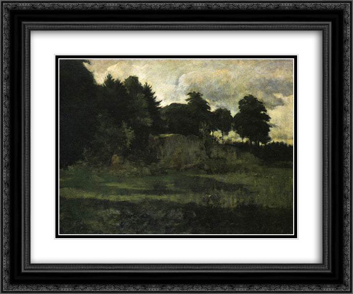 Landscape 24x20 Black Ornate Wood Framed Art Print Poster with Double Matting by Twachtman, John Henry