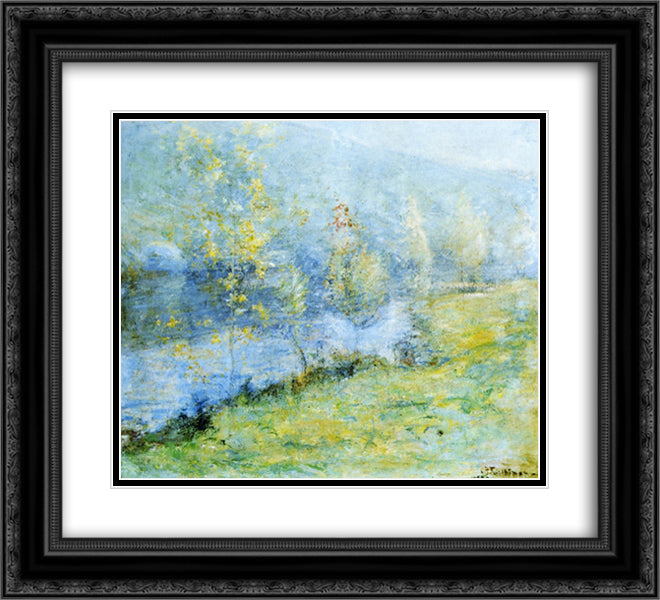May Morn 22x20 Black Ornate Wood Framed Art Print Poster with Double Matting by Twachtman, John Henry