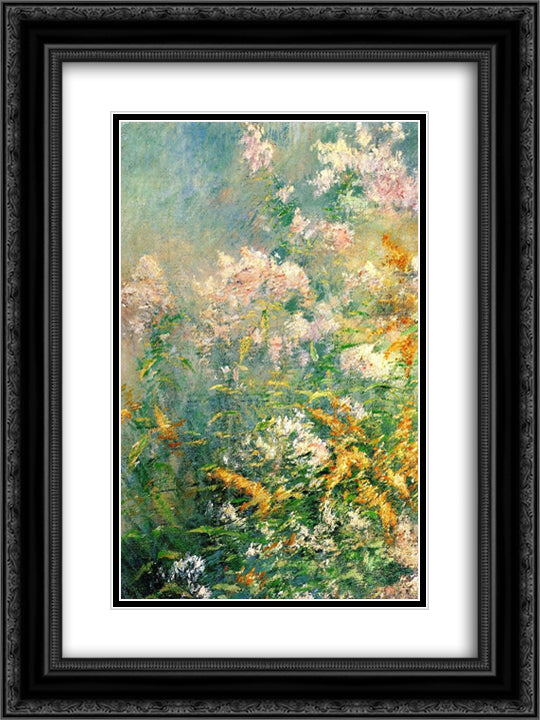 Meadow Flowers (Golden Rod and Wild Aster) 18x24 Black Ornate Wood Framed Art Print Poster with Double Matting by Twachtman, John Henry