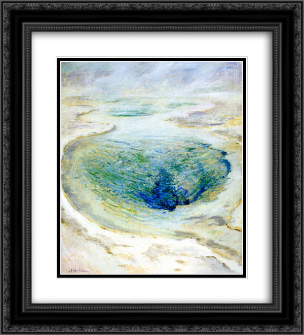 Morning Glory Pool, Yellowstone 20x22 Black Ornate Wood Framed Art Print Poster with Double Matting by Twachtman, John Henry