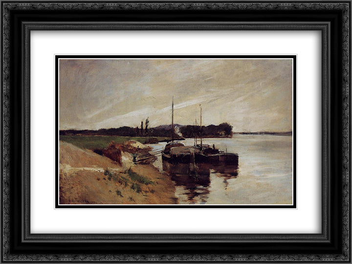 Mouth of the Seine 24x18 Black Ornate Wood Framed Art Print Poster with Double Matting by Twachtman, John Henry