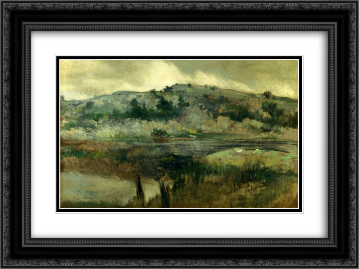 Paradise Rocks, Newport 24x18 Black Ornate Wood Framed Art Print Poster with Double Matting by Twachtman, John Henry