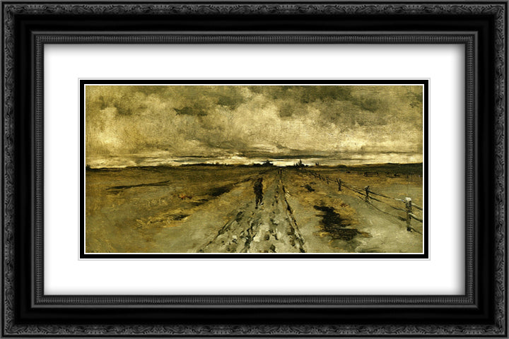Road Scene, Cincinnati 24x16 Black Ornate Wood Framed Art Print Poster with Double Matting by Twachtman, John Henry