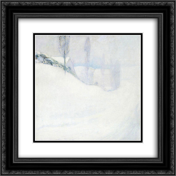 Round Hill Road 20x20 Black Ornate Wood Framed Art Print Poster with Double Matting by Twachtman, John Henry