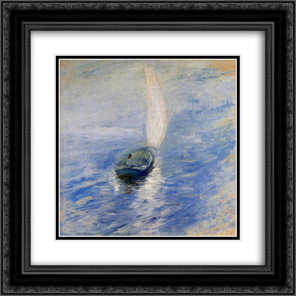 Sailing in the Mist 20x20 Black Ornate Wood Framed Art Print Poster with Double Matting by Twachtman, John Henry