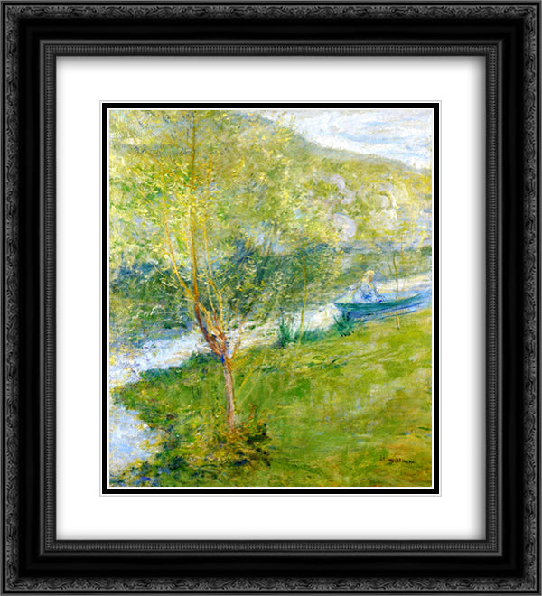 Spring 20x22 Black Ornate Wood Framed Art Print Poster with Double Matting by Twachtman, John Henry