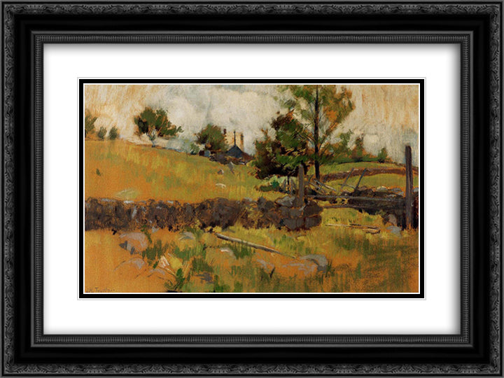 Spring Landscape 24x18 Black Ornate Wood Framed Art Print Poster with Double Matting by Twachtman, John Henry