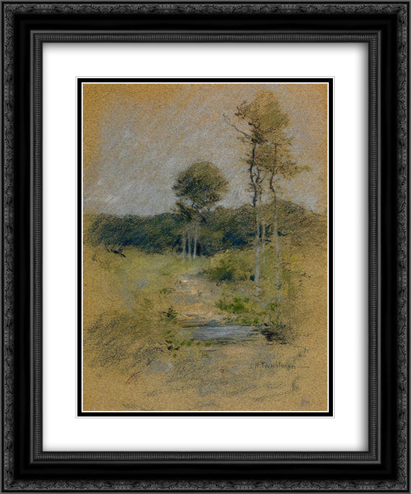 Spring Landscape (also known as Spring in Marin County) 20x24 Black Ornate Wood Framed Art Print Poster with Double Matting by Twachtman, John Henry