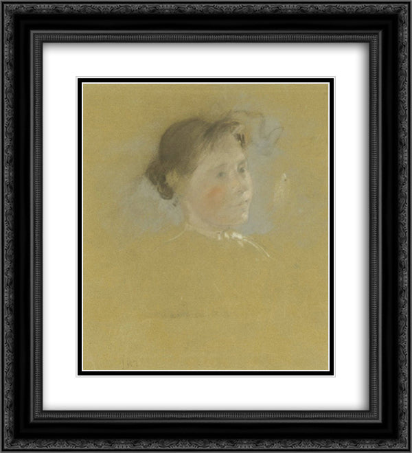 Study of a Head 20x22 Black Ornate Wood Framed Art Print Poster with Double Matting by Twachtman, John Henry