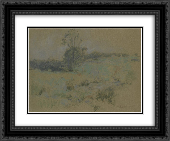 Study of a Landscape 24x20 Black Ornate Wood Framed Art Print Poster with Double Matting by Twachtman, John Henry