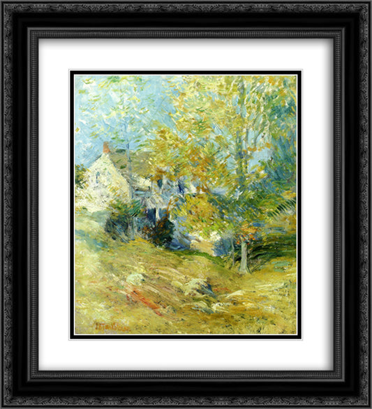 The Artist's House through the Trees (also known as Autumn Afternoon) 20x22 Black Ornate Wood Framed Art Print Poster with Double Matting by Twachtman, John Henry