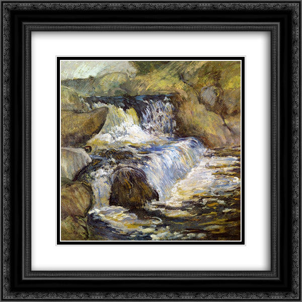The Cascade 20x20 Black Ornate Wood Framed Art Print Poster with Double Matting by Twachtman, John Henry