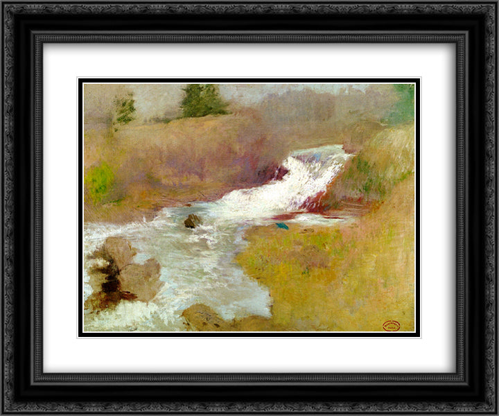 The Cascade in Spring 24x20 Black Ornate Wood Framed Art Print Poster with Double Matting by Twachtman, John Henry