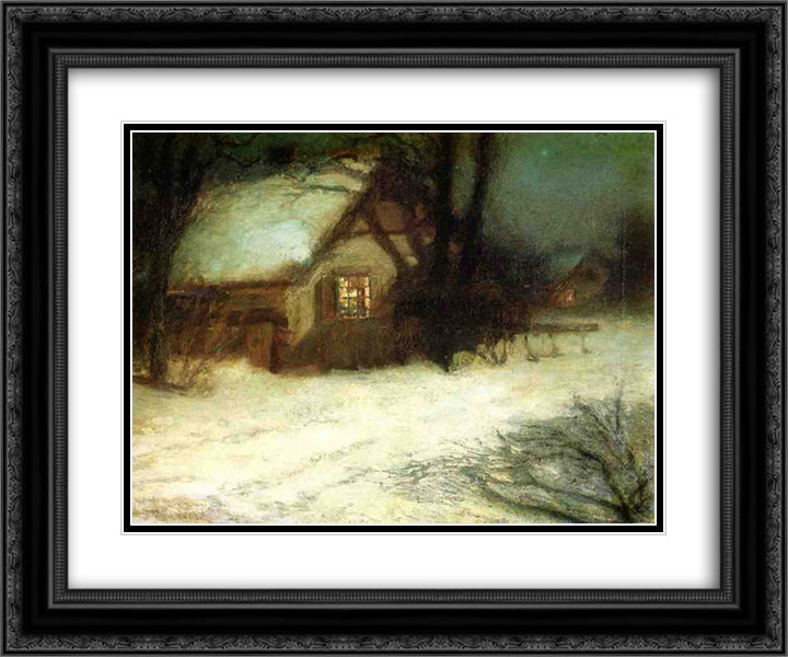 The Christmas Tree 24x20 Black Ornate Wood Framed Art Print Poster with Double Matting by Twachtman, John Henry