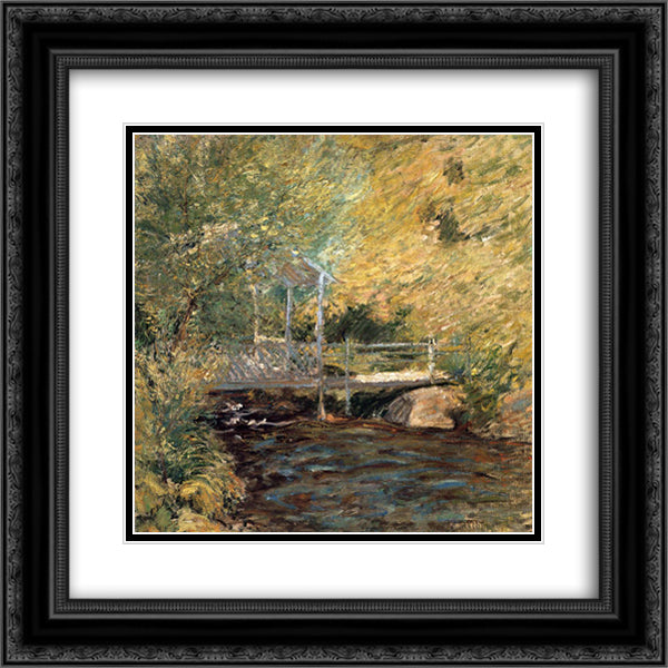 The Little Bridge 20x20 Black Ornate Wood Framed Art Print Poster with Double Matting by Twachtman, John Henry