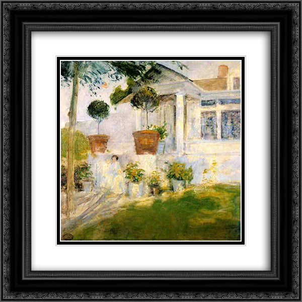 The Portico 20x20 Black Ornate Wood Framed Art Print Poster with Double Matting by Twachtman, John Henry