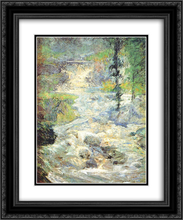 The Rainbow`s Source 20x24 Black Ornate Wood Framed Art Print Poster with Double Matting by Twachtman, John Henry