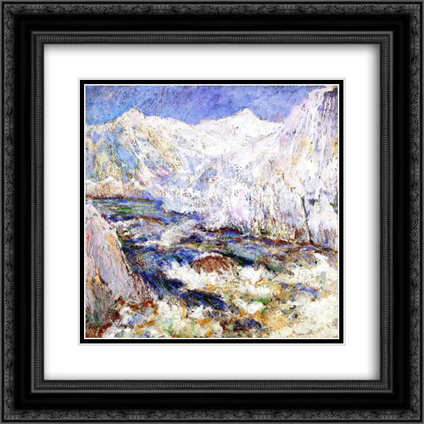 The Rapids, Yellowstone 20x20 Black Ornate Wood Framed Art Print Poster with Double Matting by Twachtman, John Henry