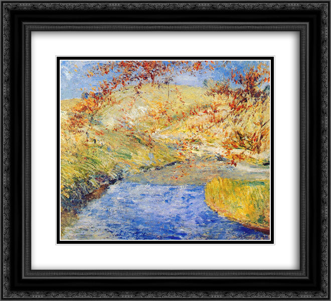 The Winding Brook 22x20 Black Ornate Wood Framed Art Print Poster with Double Matting by Twachtman, John Henry